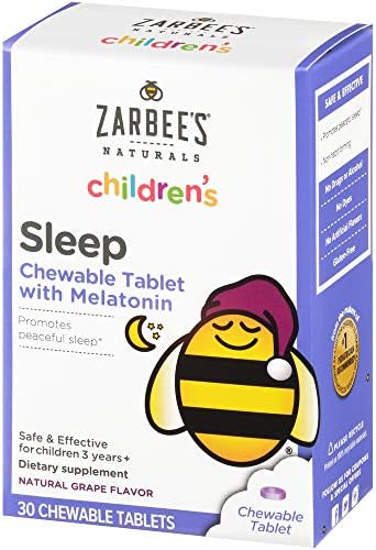 Amazon Com Zarbee S Naturals Children S Sleep With Melatonin Supplement Natural Grape Flavor Multi Colored Grape Chewable Tablets 30 Count Pack Of 1 Health Personal Care