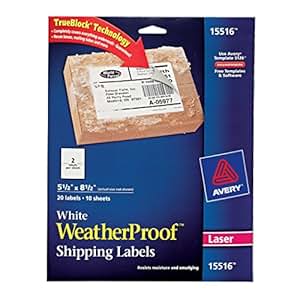 Amazon.com : Avery WeatherProof Labels for Laser Printers, 5.5 x 8.5 Inch, White, Pack of 20 ...