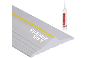 VUAOHIY Universal Garage Door Bottom Threshold Seal Rubber Strip with Adhesives, DIY Weatherproof Weather Stripping Replacement (16FT, Gray)