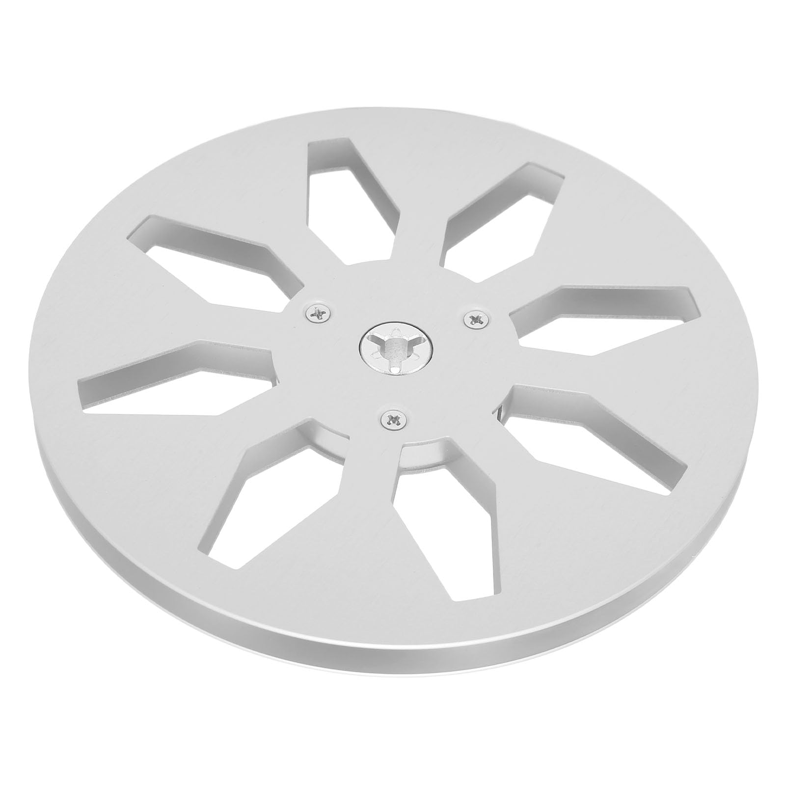1/4 7 Inch Empty Tape Reel, 8 Hole Universal Open Reel Sound Tape Empty Reel, Aluminum Take Up Reel Opening Machine Part (Silver)