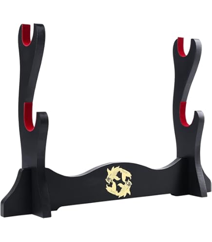Samurai Sword Display Stand - 2 Layer Holder For Katana, Wakizashi & Tanto
