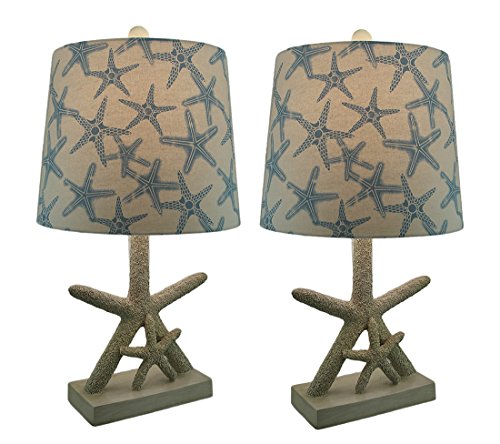 Star-of-the-Sea-Starfish-Table-Lamp-wPrinted-Fabric-Shade-Set-of-2