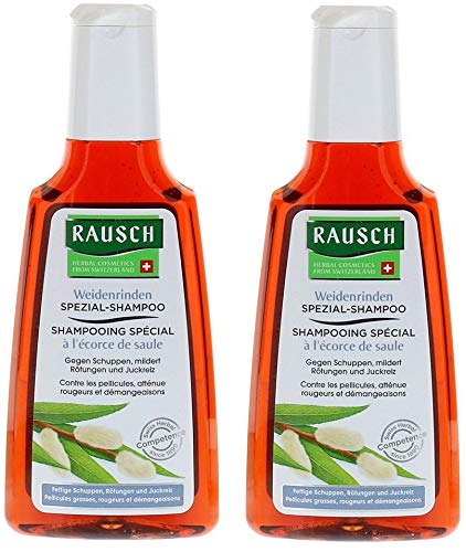 Weidenrinden Spezial-Shampoo von Rausch 2x 200ml: Bei Schuppen, Rötungen, Kopflausbefall und Juckreiz + GRATIS 4x Spiralgummi