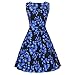 Costyleen Women's 1950s Vintage Floral Boat Neck Sleeveless Party Cocktail Casual Swing Dress with Belt