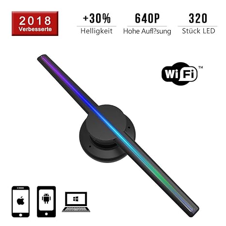 GIWOX 2018 Upgrade 3D Holographische Projektor Werbung Maschine mit WiFi,Hologramm projektor 640Pixel Hochauflösung, Hochlade