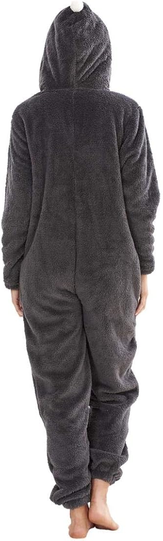 ChicWhisper Tuta intera con cappuccio in pile donna Abbigliamento Donna  berjaya.edu.my