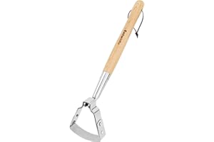 EADWIELLA Action/Hula Hoe 19Inch for Weeding Mini Stirrup/Scuffle Loop Hoe Garden Tool Hardwood Handle Push Pull Oscillating Hoe Gardening Weeder Cultivator for Weed Removal Cutting Weed Roots Loosening Soil