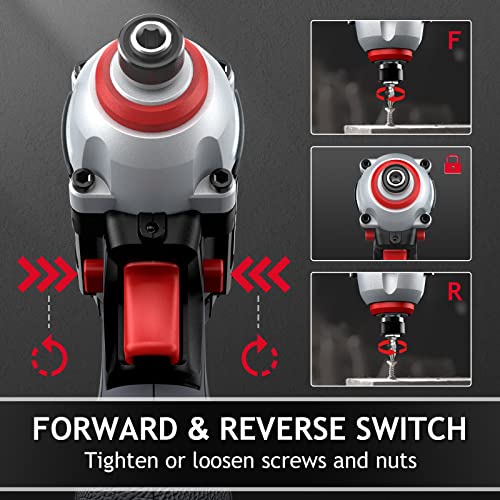 Cordless Impact Driver, 16V Brushless Impact Drill with 1/4” Hex Chuck, 2650RPM Variable Speed, LED Light, SCANS Impact Drill Set with 2.0Ah Battery/Charge, 37 Pcs Accessories, Tool Box, SC2161-1