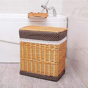 Cesta de almacenamiento grande pequeña para ropa sucia, color marrón