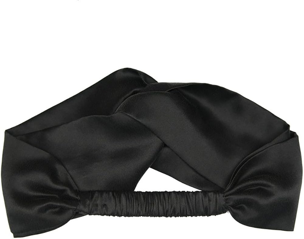 LSHARON 100% Mulberry Silk Women Elastic Hair Headband Hair Accessories Turban Headbands Twisted (Black) - Image 3