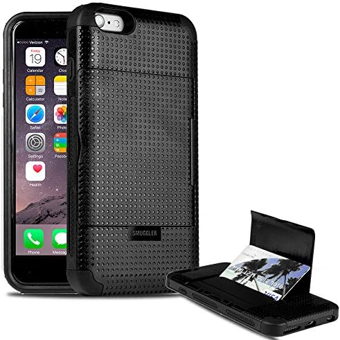 iPhone 6s Plus Case, Smuggler Pocket Stash Case BLACK for iPhone 6s Plus and iPhone 6 Plus with Dual Layer and TPU Shock Absorb Designed Cushion and Wallet Stand with Pocket