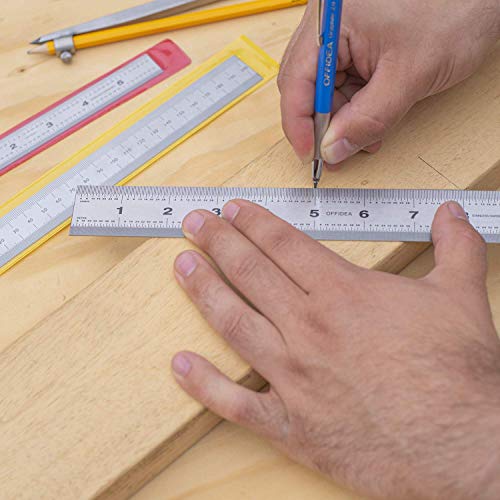 image for Offidea Machinist Ruler Set (6, 8, 12 inch) - Rigid Stainless Steel Ru