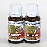 2-Pack. Nag Champa Fragrance Oil for Warming from EcoScents (15 mL each). Highly concentrated for intense fragrance, ready to use - no wax or water carrier needed.