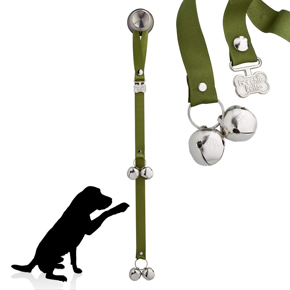 PoochieBells The Original Dog Potty Doorbell, Dog Bells for Potty Training & Puppy Housebreaking, Potty Train Your Dog in Days, Made in America, Fern Green
