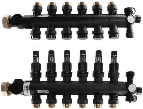 6-Loop EP Radiant Heat Manifold Assembly w/ Flow Meters
