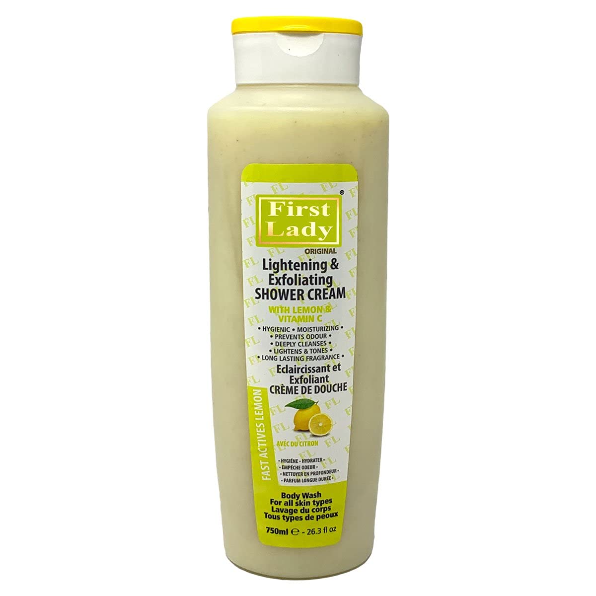First Lady Lemon Skin Brightening & Exfoliating Shower Cream 750ml - with Vitamin C