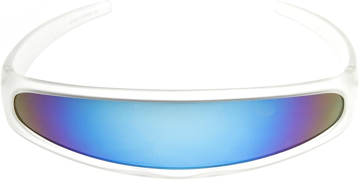 Futuristic Narrow Cyclops Color Mirrored Lens Visor Sunglasses (Black Fire): Clothing