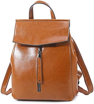 Herald Fashion Genuine Leather Daily Backpack for Women School Bag for Teenage Grils (Brown)
