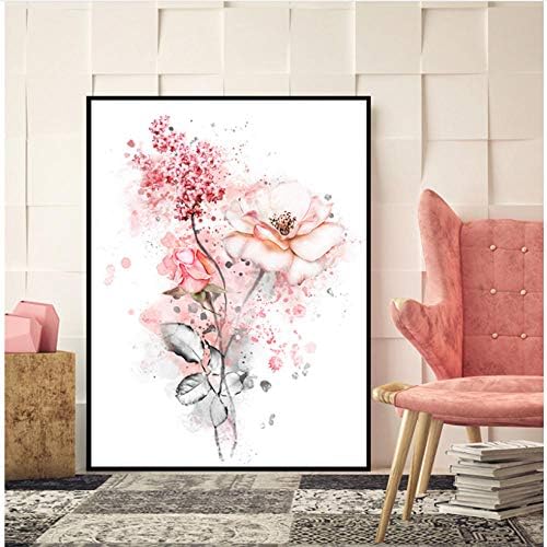 mmbj Romantic Pink Flowers Ballet Canvas Painting Girlish Poster Print Wall Art For Living Room Girls Room Home Decor 50x70cm