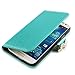 Mavis's Diary Bling Crystal Flower Fashion Leather Wallet Type Magnet Design Flip Case Cover for Samsung Galaxy S4 S Iv SIV S 4 Iv Gt-i9500 with Soft Clean Cloth (Blue)
