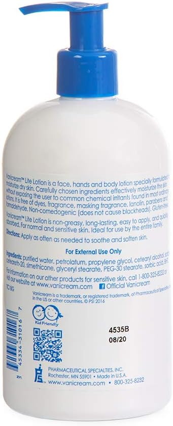 Vanicream Moisturizing Lotion with Pump | Fragrance and Gluten Free | For Sensitive Skin | 16 Ounce (Pack of 1): Beauty