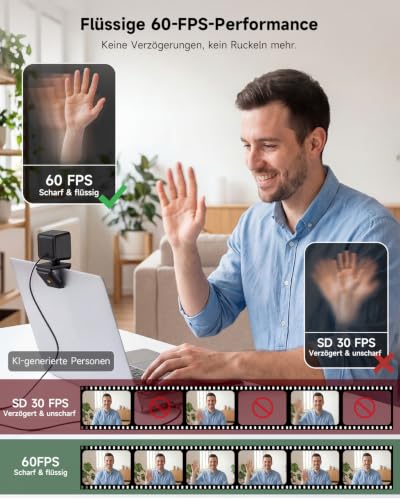 AOC UHD Webcam 4K, Webcam with Lens Cover & Dual Microphone, 75° Streaming Camera with Auto Focus, Automatic Light Correction, Plug & Play, PC Camera for Conferences, FaceTime, Linux, Win10, Mac OS