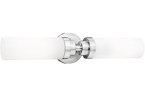 Emak Modern Brushed Nickel Bathroom Light Fixtures, 2-Light Vanity Lights for Mirror, 22 Inch Indoor Wall Sconces with Milk Glass Shade for Bathroom, Bedroom, Hallway, VL085-BN-ML-2