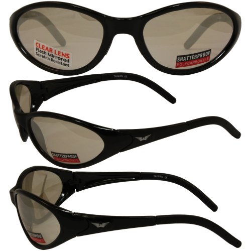Jaguar Gloss Black Frame Sunglasses Clear Mirror Lenses By Global Vision