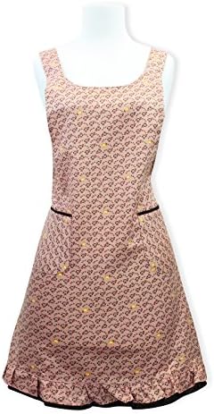 Home Bene 100% Cotton Como,H-back Kitchen Apron for Women,Cooking Apron Owl Pattern,Waist Ties,Two Side Pockets Brown Lining, Lovely Brown Hemline,Perfect for Cooking,Baking,Barbecuing,Gardening Pink
