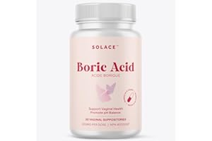 Boric Acid Vaginal Suppositories by Solace For Women | 100% Pure - Intimate Area, pH Balance, Sensitive Care, Yeast Infection