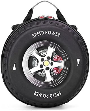 Chrishabag Boys Novelty Tire Bag Shell-shaped Backpack Kids Zipper Round Handbag Black 26x10x24cm