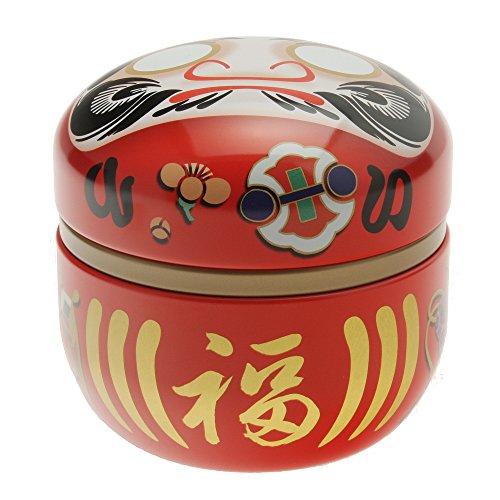 1 Pc Japanese Red Daruma â€œWishesâ€ 100g Tea Canister #499-555
