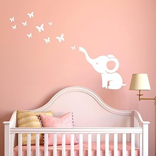 Rawdah DIY Elephant Butterfly Wall Stickers Decals Children's Room Home Decoration Art for Kids Baby Room Undersea Home Kitchen Coffee Shop Artwork bathroom Wall Art Red,Black,White (Black)