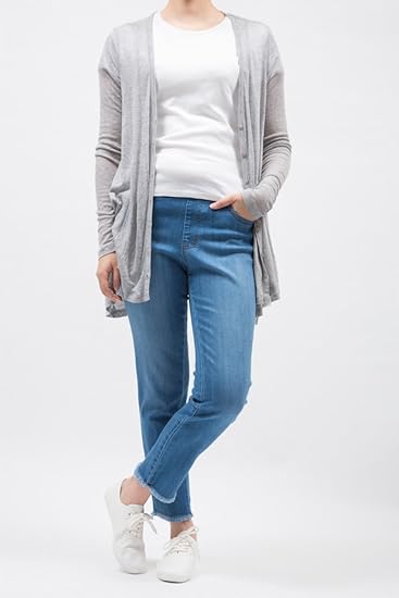 Amazon カットオフ テンセルテーパードデニム 股下65cm 流行の切りっぱなしの裾デザイン ウエストゴム 適度なストレッチ 小尻効果 パンツのソムリエ タイセイ 1402 ロングパンツ 通販