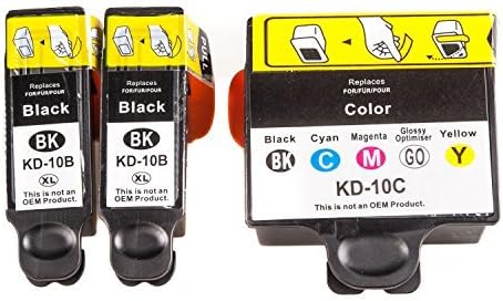 Compatible Ink Cartridge Replacement for Kodak 10 (Black, Tri Color, 3-Pack)