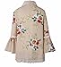 Women’s 3/4 Flare Sleeve Floral Print Casual Kimono Cardigan Blouse Top (L, Khaki)