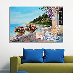 Canvas Wall Art of Beautiful Oil Painting of Back Porch by The Beach | 12" x 18"