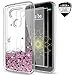 LG G5 Case with Tempered Glass Screen Protector [2 Pack] for Girls Women,LeYi Cute Glitter Bling Shiny Moving Quicksand Liquid Clear TPU Protective Phone Cover Case for LG G5 ZX Rose Gold