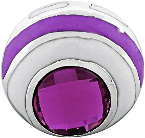 FERRARO Stainless Steel Silver-Tone Purple Amethyst-Tone CZ Large Cocktail Ring