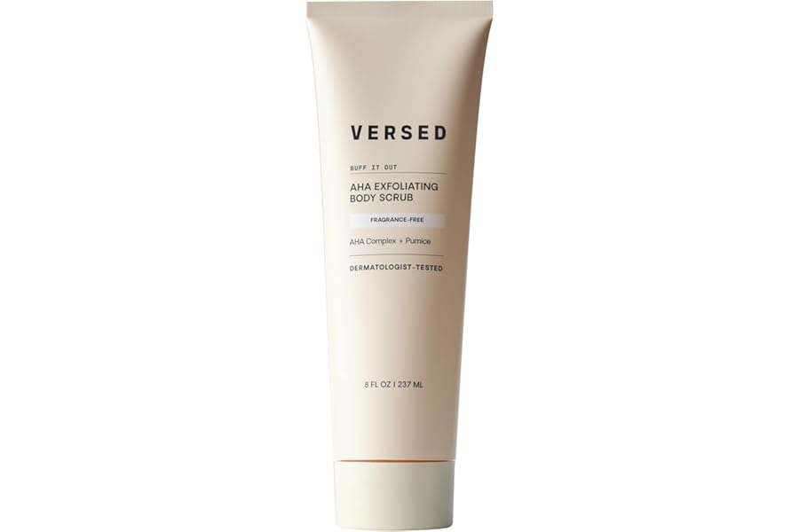 Versed Buff It Out AHA Exfoliating Body Scrub and Mask – Lactic Acid & Glycolic Acid Exfoliant – Microfine Pumice Body Exfoliator to Polish and Smooth Bumpy, Dry Skin – Vegan & Cruelty-Free (8 oz)