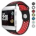 Meifox Compatible with Fitbit Ionic Bands,Soft Silicone Replacement Strap Accessory Breathable Wristbands for Fitbit Ionic Smart Watch (Black Red, Large)