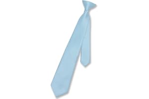 Vesuvio Napoli Boy's CLIP-ON NeckTie Solid BABY BLUE Color Youth Neck Tie
