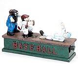 Bits and Pieces - Baseball Mechanical Coin Bank- Collectible Cast Iron Mechanical Bank - Slide Home and into Savings