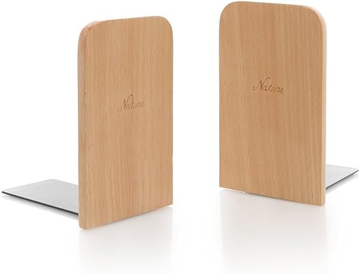 Simple Wood Japanese Style Nature Beech Wood Book Stand Bookends