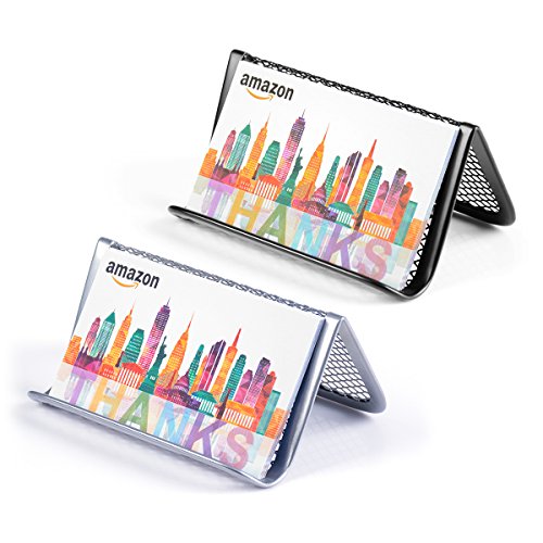 Mesh Desk Business Card Holder Display 4 PCS – Metal, Black & Sliver