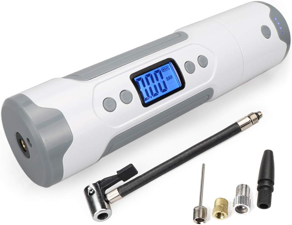 CARYWON Bike Pump Portable Air Compressor Hand Held Tire Inflator 150 PSI Electric Auto Pump Bicycle Tire Pump Mountain Road Bike Cycling Air Press Accessories High-Pressure Pumping (White)