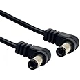 cablecc DC Power 5.5 x 2.1mm / 2.5mm Male to 5.5 2.1/2.5mm Male Plug Cable Right Angled 90 Degree 60cm 24AWG