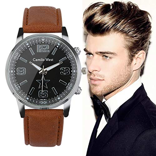 Business Watch for Men Analog and Digital，Londony❀♪ Boy's Fashion Business Quartz Watch with Brown Leather/Mesh Strap - Thumbnail 3