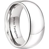TUTISS 2mm 3mm 4mm 5mm 6mm 7mm 8mm 10mm White Tungsten Rings for Men Women Engagement Wedding Bands Domed Polished Shiny Comfort Fit