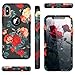 WeLoveCase iPhone X Case, Shockproof Armor Defender Case High Impact Heavy Duty Hard PC with Soft Bumper 3 in 1 Protective Cover with Flower Floral Printed Pattern Design for iPhone X - Bbellamy Red